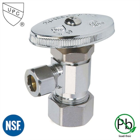 Thrifco Plumbing 5/8 Inch Comp x 3/8 Inch Comp Multi Turn Brass Angle Stop Valve 4405472